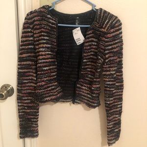 (NWT) H&M Multicolored Tweed/Boucle Cropped Blazer